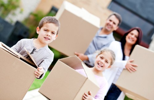 Packed boxes and furniture prepared for short-term storage in Sevenkings